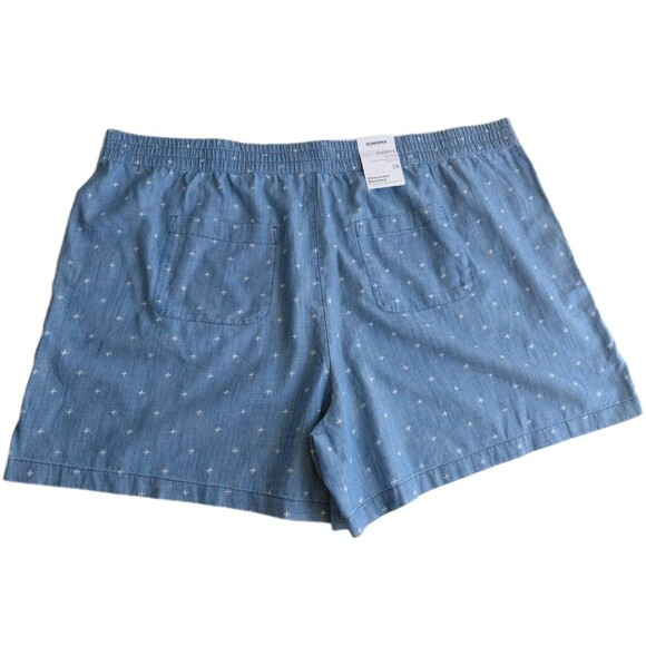 Sonoma Size 3X Ultracomfort Waistband Mid Rise Light Blue Chambray Shorts - Picture 2 of 6